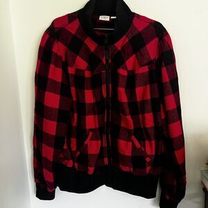 Cato Buffalo Plaid Zip Jacket 18/20 Fall Holiday Red Black Yolk Front
